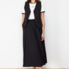 Trendyol Black Pleated Woven Skirt