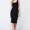 Trendyol Black Pool Neck Ribbed Stretchy Knitted Midi Pencil Dress