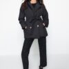 Trendyol Black Premium Oversized öves kőgomb részletesen kidolgozott vízlepergető steppelt felfújható kabát