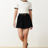 Trendyol Black Regular Elastic Waist Pleated Stretchy Mini Skirt with Shorts