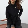 Trendyol Black Regular Elastic Waist Woolen Midi Coat