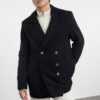 Trendyol Black Regular Fit Double-Breasted Textured Winter Coat