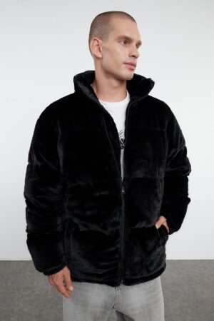 Trendyol Black Regular Fit Plush Fabric Lined Padded Winter Puffer Jacket