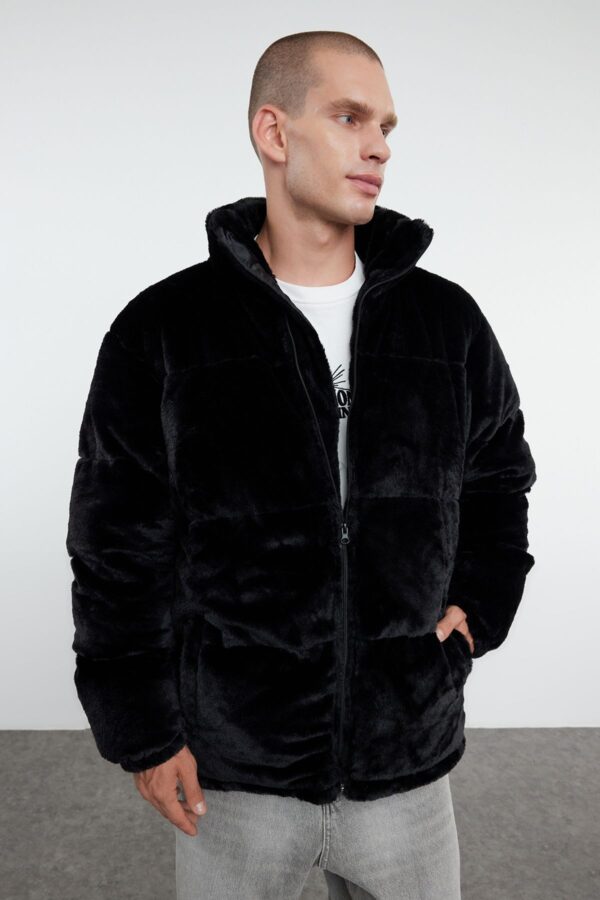 Trendyol Black Regular Fit Plush Fabric Lined Padded Winter Puffer Jacket