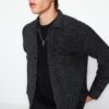Trendyol Black Regular Fit Textured Shirt Collar Label Detailed Shirt Jacket