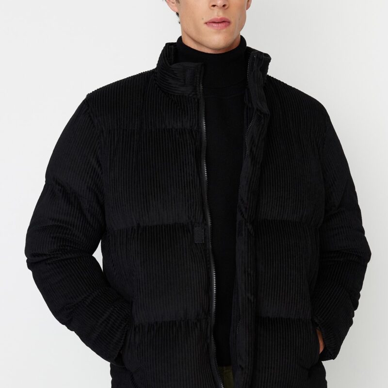 Trendyol Black Regular Fit bársonykabát