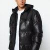 Trendyol Black Regular Fit kapucnis blokk víz- és szélálló puffer télikabát