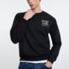 Trendyol Black Regular/Normal Cut Crew Neck Text Printed Sweatshirt with Fleece Inside