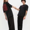 Trendyol Black Relaxed Crew Neck rövid ujjú mintás póló
