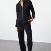 Trendyol Black Ribbed High Waist Carrot Jeans