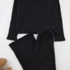 Trendyol Black Ribbed Knitted Pajama Set