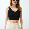 Trendyol Black Ribbed V-Neck Super Crop Stretchy Knitted Undershirt