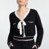 Trendyol Black Ribbon Detailed Knitwear Cardigan