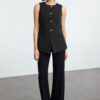 Trendyol Black Round/Crew Neck Regular Woven Vest