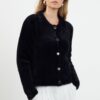 Trendyol Black Shaggy Polo Neck Knitwear Cardigan