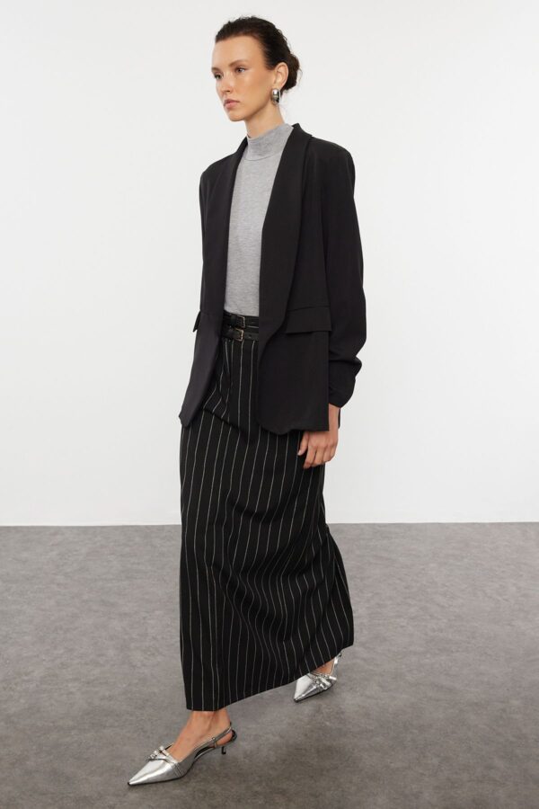 Trendyol Black Shawl Collar Lined Regular Pattern Woven Blazer Jacket
