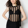 Trendyol Black Sheer Crew Neck Regular/Regular Fit Knitted Blouse