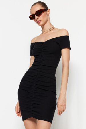 Trendyol Black Shirring Detail