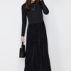 Trendyol Black Skirt Pleated Knitted Dress