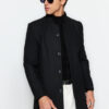 Trendyol Black Slim Fit Stand-up Collar Winter Coat