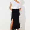 Trendyol Black Slit Detailed Fish Shape Maxi Length Woven Skirt