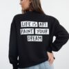 Trendyol Black Slogan Oversize / Wide Fit Thick Fleece Inside Knitted Sweatshirt