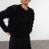 Trendyol Black Soft Texture Tassel Coat Knitwear Cardigan