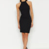 Trendyol Black Stand Neck Bodycone/Body Wrap Flexible Mini Knitted Pencil Dress