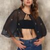 Trendyol Black Stone Detailed Cape Woven Chiffon Blouse