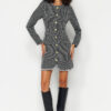 Trendyol Black Straight Cut Buttoned Tweed Woven Jacket Dress