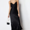 Trendyol Black Straight Cut Satin Strappy Maxi Woven Dress