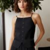 Trendyol Black Strap Buttoned Fleece Pocket Regular Knitted Vest
