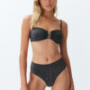 Trendyol Black Strapless Accessory Glitter Premium Fabric Brazilian Bikini Set