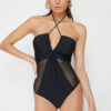 Trendyol Black Strapless Mesh Detailed High Leg Regular Swimsuit