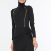Trendyol Black Stripe Detailed Surf 4-Piece Swimsuit Suit