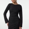 Trendyol Black Striped Bodycone Gather/Drape Mini Knit Dress