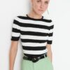 Trendyol Black Striped Knit Blouse