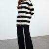 Trendyol Black Striped Knitted Cardigan Trousers Top-Bottom Set
