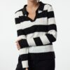 Trendyol Black Striped Sleeve Detailed Polo Neck Knitwear Sweater