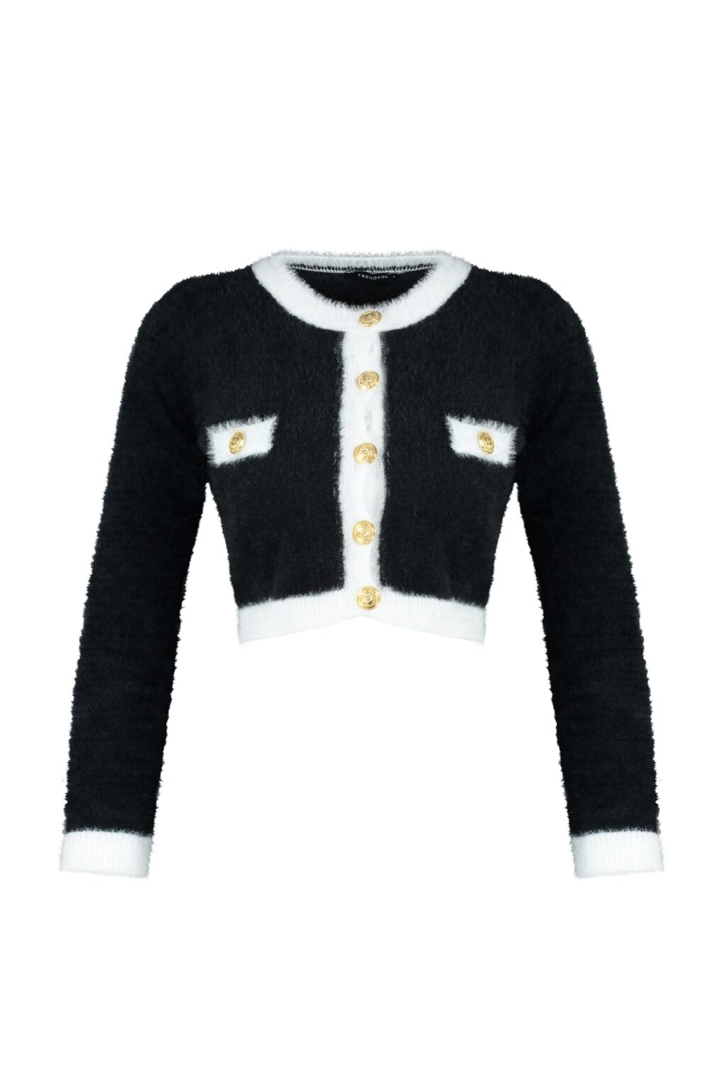 Trendyol Black Super Crop tollas kötöttáru Cardigan