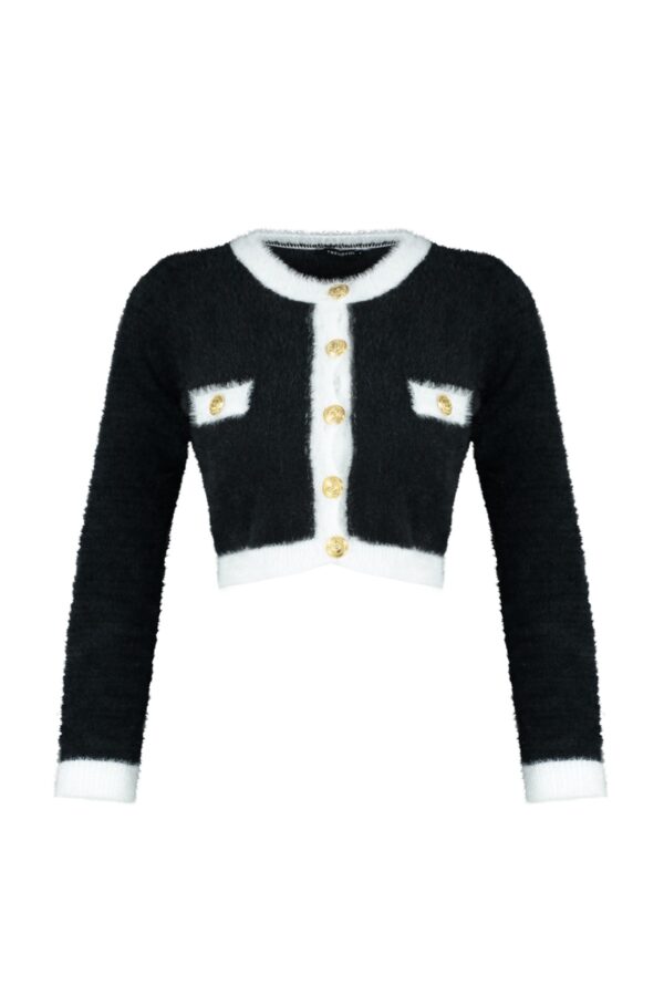 Trendyol Black Super Crop tollas kötöttáru Cardigan