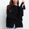 Trendyol Black Super Wide Fit ezüstös kötöttáru pulóver
