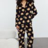Trendyol Black Teddy Bear Wellsoft Winter Knitted Pajama Set