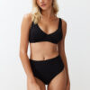 Trendyol Black Textured High Waist Hipster Bikini Bottom