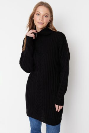 Trendyol Black Thessaloniki Braided Zipper Knitwear Sweater Trendyol Black Thessaloniki Braided Zipper Knitwear Sweater