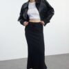 Trendyol Black Thessaloniki Fabric Fish Form Maxi Knitted Skirt with Lace Detail