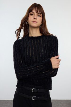 Trendyol Black Thin Transparent Knitwear Sweater Trendyol Black Thin Transparent Knitwear Sweater