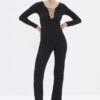 Trendyol Black Tie Detailed Knitted Jumpsuit