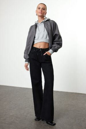 Trendyol Black Tied High Waist Wide Leg Jeans