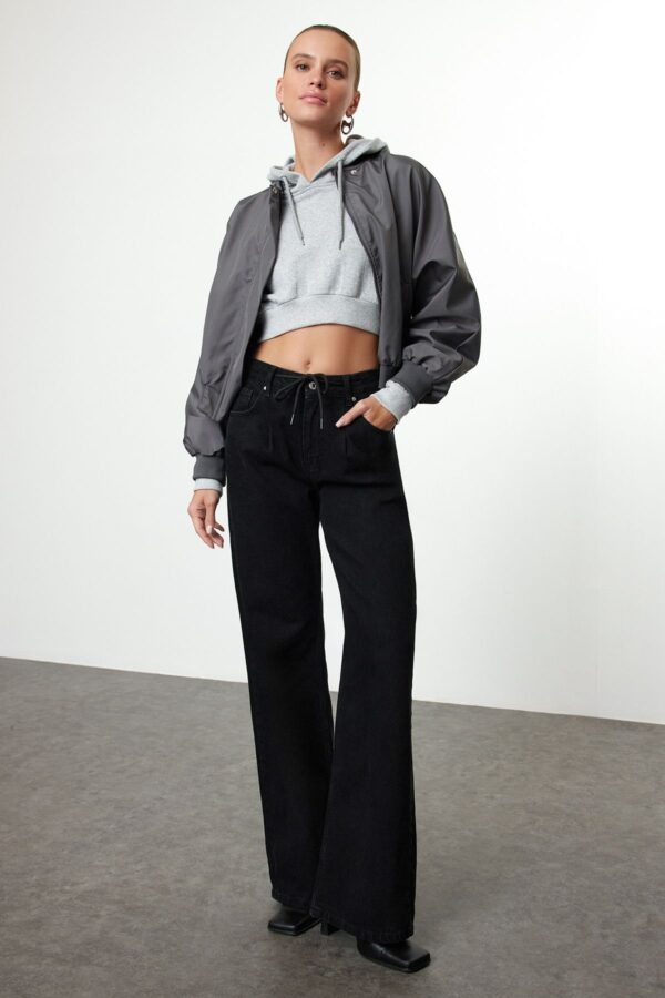 Trendyol Black Tied High Waist Wide Leg Jeans